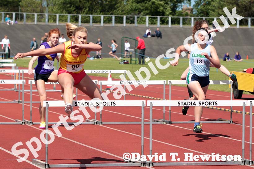 Hurdles at the Annual Inter-Counties Schools, Cleveland v Cumbria v Durham v Northumberland at Claireville Stadium, Middlesbrough